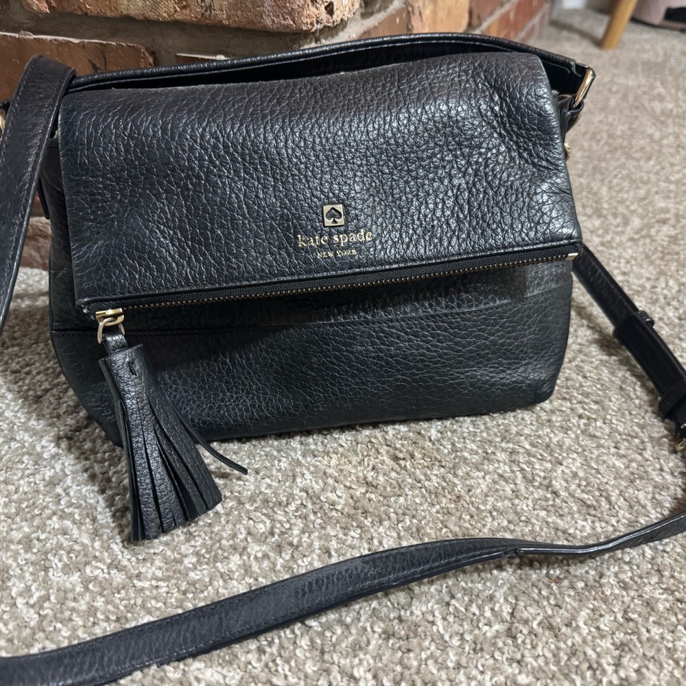 Kate Spade pebbled leather Black Crossbody Bag